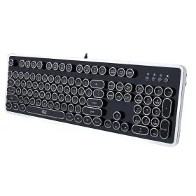 B01n6ubvh4 Adesso Retro Mechanical Typewriter Keyboard Metal Base Chrome Keycaps Anti-ghost