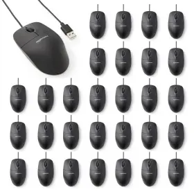 B01nd1k9tt Amazon Basics 3-button Wired Usb Computer Mouse Black - 30 Pack