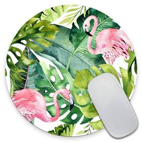 Amcove Amcove-mp-5506 Watercolor Tropical Palm Tree With Flamingo Mousepad Custom Round Mouse Pad 7