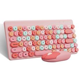Aniviapink Qwerty86 2.4g Pink Wireless Keyboard And Mouse For Windows Pc Mac Universal Android