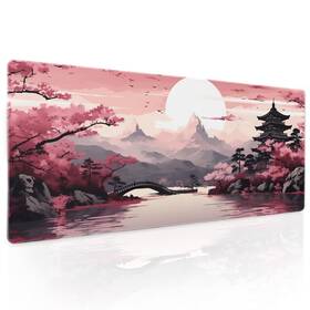 Aportt 772060651910 Pink Japanese Sakura Gaming Mouse Pad Xl Cherry Blossom Tower Mountain Landsc