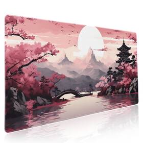 Aportt 772060651941 Pink Japanese Sakura Gaming Mouse Pad Xxl Cherry Blossom Tower Mountain Lands