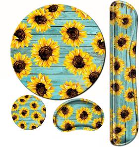 Bbsujane 772324508950 Sunflower Mouse Pad And Keyboard Wrist Rest Ergonomic For