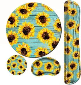 Bbsujane 772324508950 Sunflower Mouse Pad And Keyboard Wrist Rest Ergonomic For