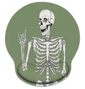 Kjh-7 Britimes Ergonomic Mouse Pad With Wrist Support Green Human Skeleton Skull No