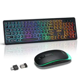 5-w301 Chonchow Wireless Keyboard And Mouse Combo For Mac Rechargeable Led Backlit