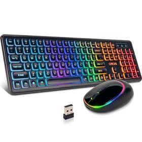 Chonchow 8w300-1 Wireless Keyboard And Mouse Combo With Backlit Usb Rechargeable F