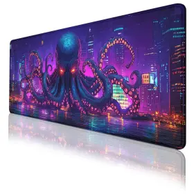 Csaksq 465936664641 Octopus Gaming Mouse Pad Desk Neon Cityscape Cthulhu Mousepad Xl Large Ga