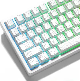 Usdaga-xiantiao-27 Dagaladoo White Topographic Keycaps Double Shot Pbt