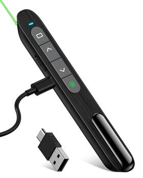 Dinofire Rcrf-008 Usb C Rechargeable Presentation Clicker With Green Light Remote For P