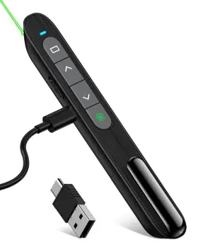Rcrf-008 Dinofire Usb C Rechargeable Presentation Clicker With Green Light Remote For P