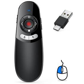 Dinostrike 975441521022 2 In 1 Type C And Usb Presentation Clicker With Air Mouse Control