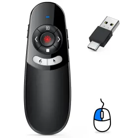 Dinostrike 975441521022 2 In 1 Type C And Usb Presentation Clicker With Air Mouse Control
