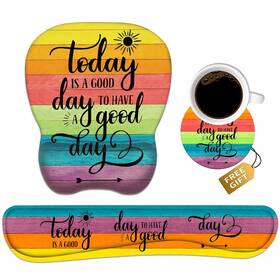 Erwytyioi Rest-e02 Mouse Pad Wrist Support And Keyboard Rest Set With Coasters Today Is A