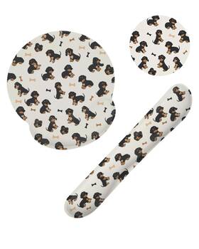 Fiouqine Wtsbd-156 Cute Dachshund Dog Mouse Pad With Wrist Rest Set 3-in-1 Support Mousep