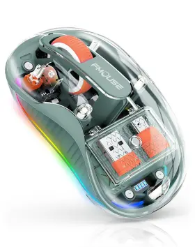 Fmouse 974744180837 Interesting Transparent Wireless Mouse Dual Bluetooth And 2.4ghz For Multi Dev