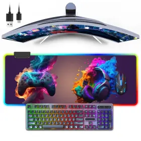 Rgb-2 Fobianjie Rgb Gaming Mouse Pad Large Mousepad With Led Light 13 Modes Touch Cont