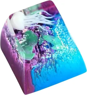 Jellyfish-25 Gikzo Gik-kc-00227 Jellyfish Artisan Keycap Purple Deep Blue Coral R1 Sa Profile