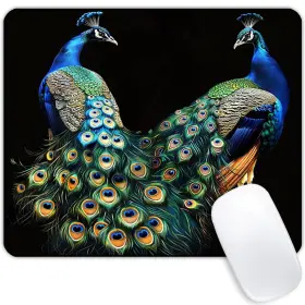 Feathers-1 Goodsprout 5467588992 Square Mouse Pad Beautiful Peacock With Colorful Gaming Pads