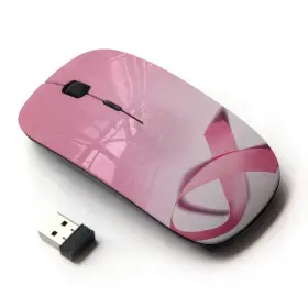 Mouse1-k0981 Graphic4you #mouse1-k0981 Pink Cancer Ribbon Design Ergonomic Wireless Mouse With Nano Rece