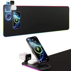 Hautoco Ht208mp Wireless Charging Mouse Pad 15w Rgb Gaming Mousepad Waterproof Desk M