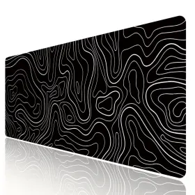 Mp8030-topobk Hgwalp Large Gaming Topo Keyboard Mouse Pad Black Topographic With Anti-sl
