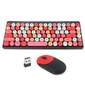 Genericb9hrnpquk01181-11 Jectse 2.4g Keyboard And Mouse Combo Retro Typewriter Keyboards With Round Keycaps