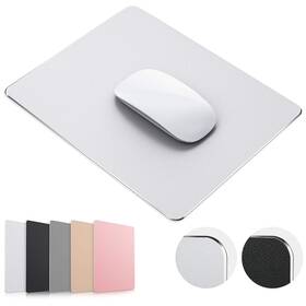 Jedia 794969320940 Mouse Pad Silver Premium Hard Metal Aluminum Mousepad Double Side Waterproo