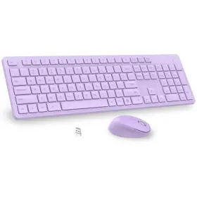 K786-purple Leadsail Purple Wireless Keyboard And Mouse Combo Full-sized Ergonomic Compu