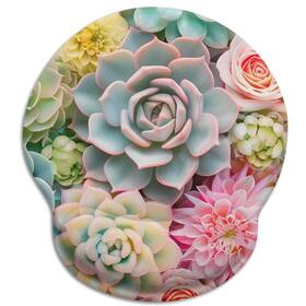 Limkrian J-moua038 Succulents Ergonomic Mouse Pad With Wrist Rest Gaming S