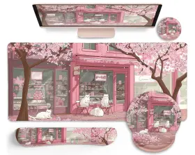J-moua176 Limkrian Anime Cat Mouse Pad Set Xxl Gaming With Wrist Rest Keyboard Mat