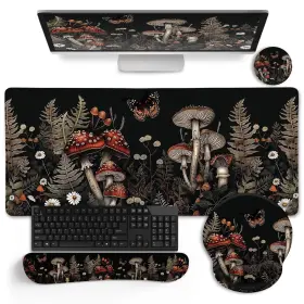 J-moua184 Limkrian Mushroom Mouse Pad Set Large Desk Matt For Desktop Ergonomic With