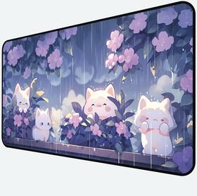 Ljwqwql 784581204667 Cute Anime Office Desk Pad White Cat Rain Keyboard And Mouse Xxl Large