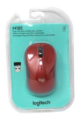 Logitech 097855122605 M185 Wireless Mouse Red