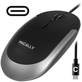 Macally 701107497846 Usb-c Optical Quiet Click Mouse For Mac/pc Black And Space Gray