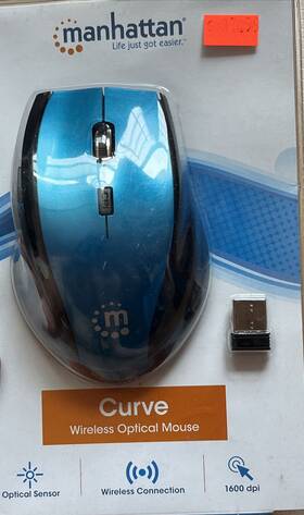 Manhattan 179294 New Light Blue Curve Wireless Optical Usb Mouse