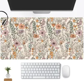 Dm-000 Mechanical Cattle Wild Flowers Gaming Mouse Pad Floral Cute Keyboard Mat Full Desk Prot