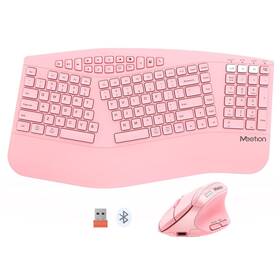 Meetion Director-b-2025 2025 Upgrade Pink Ergonomic Keyboard And Mouse Multi-device Bluetoot