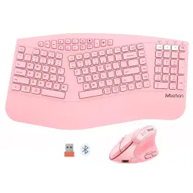 Director-b-2025 Meetion 2025 Upgrade Pink Ergonomic Keyboard And Mouse Multi-device Bluetoot