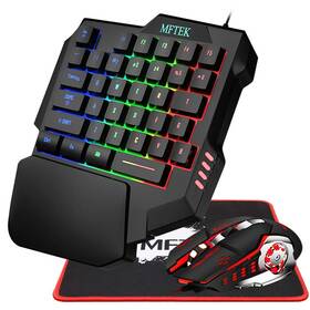 Mftek 763230584466 One Hand Gaming Keyboard And Mouse Combo Rgb Rainbow Backlit One-hande