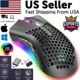Milaglobal.us 313096481487 Wireless Mouse Gaming Rechargeable Optical Cordless 7 Color Led Backlit Pc