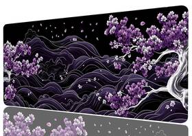 Mzcsdong 458592547320 Purple Cherry Blossoms Gaming Mouse Pad Black And White Japanese Wave