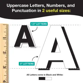No 850054391209 Bulletin Board Letters And Numbers Black White 1.5in 3in 710 Pieces