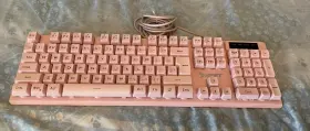Npet 972412100062 K10 Pink Gaming Keyboard Led Backlit Mechanical Feel Wired Usb Desktop Pc