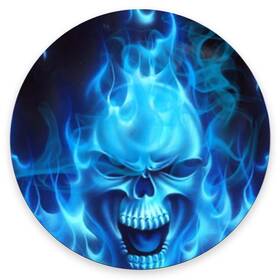 Nphuriy Pmaohgc2102asd Mouse Pad Blue Flaming Skull Mat Round Non-slip R