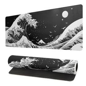 Omosri Mouseyh1081 Japanese Black Sea Wave Mouse Pad - Abstract Gaming 31.5x11.8