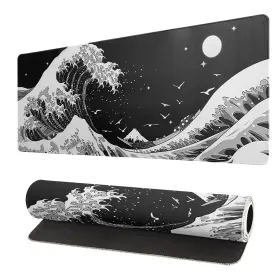 Mouseyh1081 Omosri Japanese Black Sea Wave Mouse Pad - Abstract Gaming 31.5x11.8