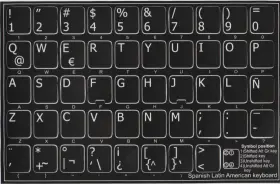 Online-welcome 863326980353 Spanish Latin American Keyboard Stickers Non Transparent Black Background