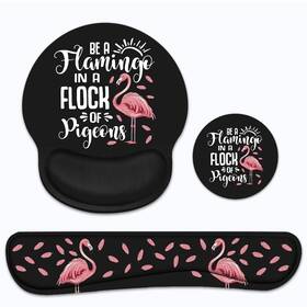 Poiuytrew Pad-p13 Keyboard Wrist Rest And Mouse Pad Support Set With Coasters Be A Flami