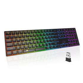 Powzan Rf-k10-bk-us Wireless Backlit Keyboard Quiet - Computer Rechargeable Ergonomic Light Up Ke